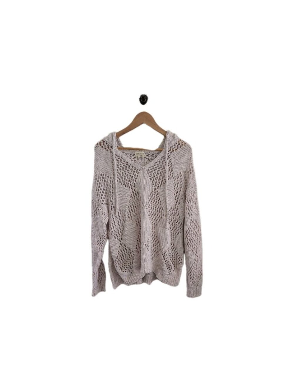 Artelier Nicole Miller Open Knit Hoodie Sweater Large Boho Mesh Beach Cover Up